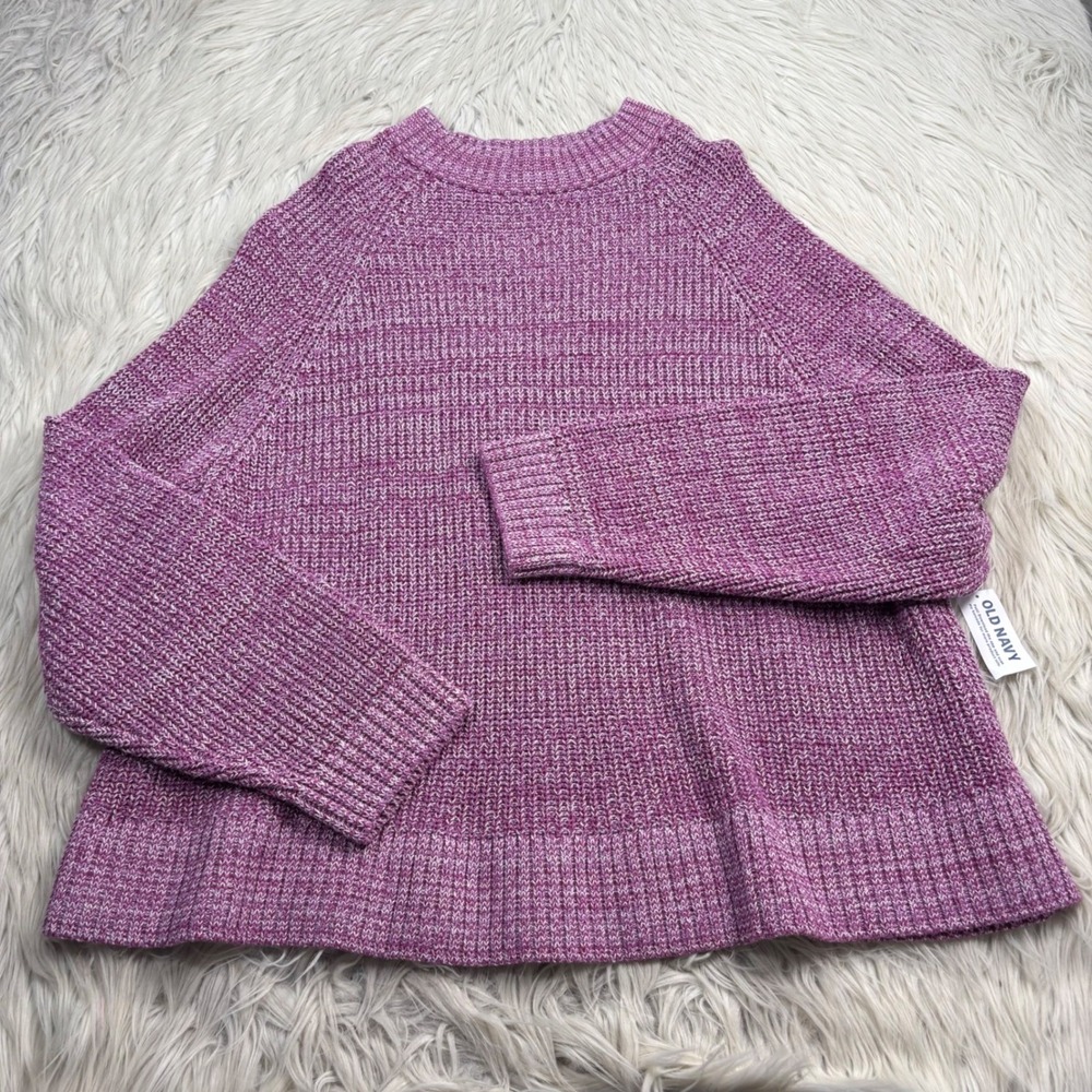 NWT Old Navy Women's 2X Marled Pink Shaker Sweater 100% Cotton Preppy Classic